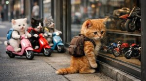 ПЕРВЫЙ МОТОЦЫКЛ РЫЖЕГО КОТИКА! МИЛАЯ ИСТОРИЯ ПРО КОТЯТ! МИЛЫЕ КОТИКИ МЯУ МЯУ РЕАКЦИЯ
