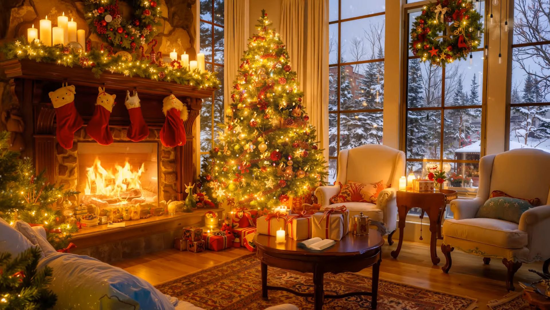 🔥Рождественский КАМИН | Ёлка, Свечи и Зимний уют, Джаз смотреть онлайн