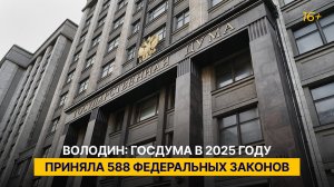 Володин: Госдума в 2025 году приняла 588 федеральных законов