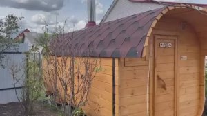Баня бочка "Квадро" 4.5 метра с козырьком купить в Перевозе.