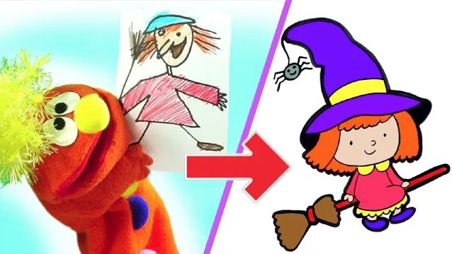 Мультик - раскраска для детей ВЕДЬМУ. Учимся как рисовать ВЕДЬМУ вместе с детьми. смотреть онлайн