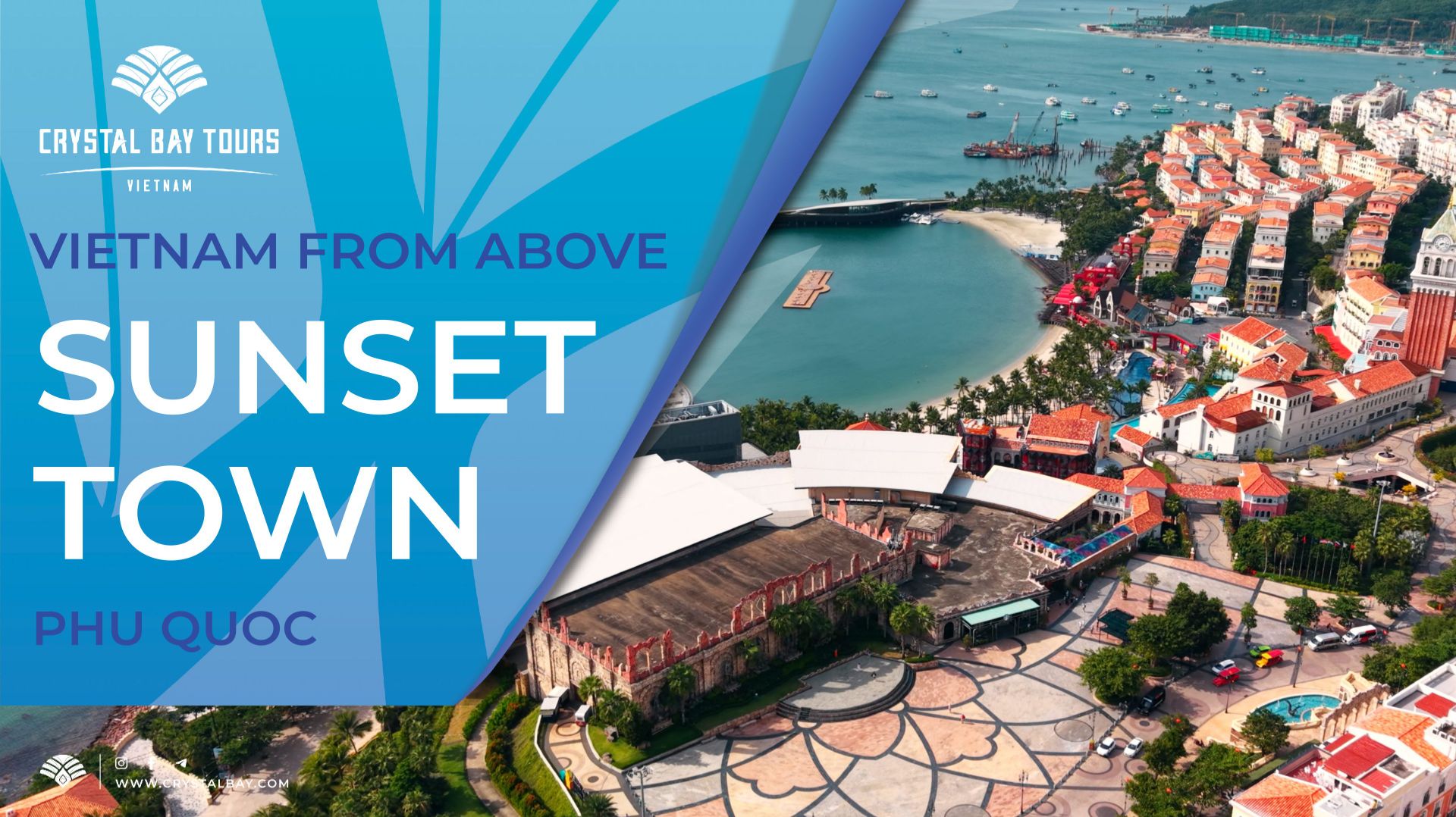 Полёт над городом SUNSET TOWN. Остров Фукуок, Вьетнам.