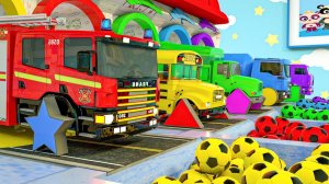 Мультяшки про машинки - Спасите пожарную машину с помощью мяча - Колеса автобуса - Детские песенки