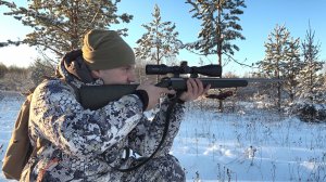 ОХОТА С МЕЛКАШКОЙ НА ТЕТЕРЕВА ПО МОРОЗУ. Дальние выстрелы из 22 лр. Поднял семью Лосей в кустах.