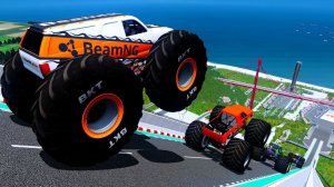 МУЛЬТИКИ ПРО МАШИНКИ Эпические прыжки и столкновения на скоростном монстр-траке Beamng Drive #91