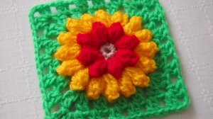 Квадрат крючком "Цветочный хоровод" Видео уроки вязания крючком.Как вязать. Мотивы крючком Урок 181