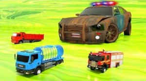 Зомби-полицейский заразил водовозку и пожарную машину - мультфильм "Герои колесного города"