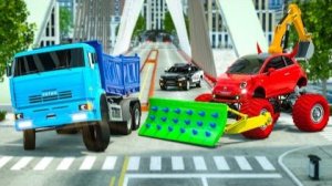 Превращение Кевина в грузовик-монстра - автомобиль-призрак - мультфильм "Герои колесного города"