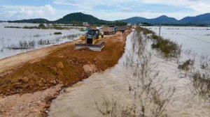 Emergency Action! Urgent Rebuilding Flooded Road Using Bulldozers and Dump Trucks in Processing