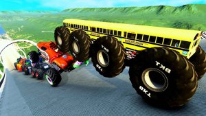 МУЛЬТИКИ ПРО МАШИНКИ Эпические прыжки и столкновения на скоростном монстр-траке Beamng Drive #96