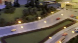 Москва. Гостиница Украина при СССР.  Вид внутри. Фрески. Большая панорама Красной площади