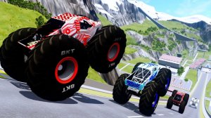 МУЛЬТИКИ ПРО МАШИНКИ Эпические прыжки и столкновения на скоростном монстр-траке Beamng Drive #90