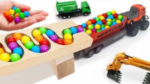 Забег мраморных шариков Склон ☆ Самосвал Экскаватор Скорая помощь Погрузчик Мусоровоз Трактор