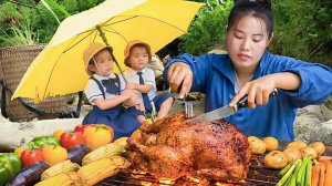 Большой сбор капусты и веселая вечеринка с жареным цыпленком для самых маленьких. Дуонг. Вьетнам