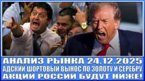 Анализ рынка 24.12 / АДСКИЙ ШОРТОВЫЙ ВЫНОС ПО СЕРЕБРУ И ЗОЛОТУ (ДЕРЖУ ХЕДЖ) / Акции Рф будут ниже!