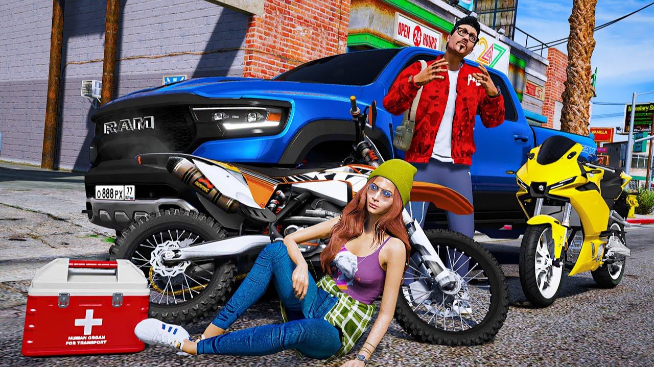 ОТЕЦ И СЫН В GTA 5 - ДЕВУШКА ПОПАЛА В АВАРИЮ НА МОТОЦИКЛЕ! МОТО ПОКАТУШКИ! ВОТЕР смотреть онлайн