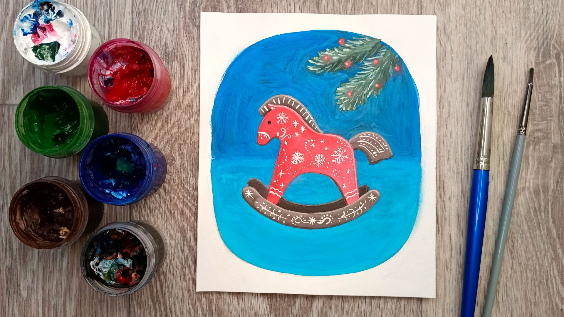 Рисуем лошадку-игрушку гуашью смотреть онлайн