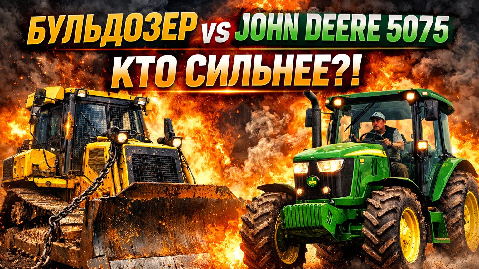 Бульдозер vs John Deere 5075: кто сильнее? Жёсткий тест тяги и мощности! смотреть онлайн