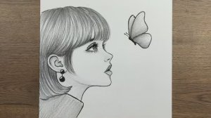 Как шаг за шагом нарисовать красивую девушку и бабочку — Как сделать простые рисунки карандашом