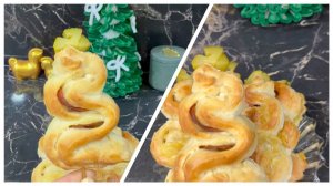 Елочки спиральки из слоеного теста