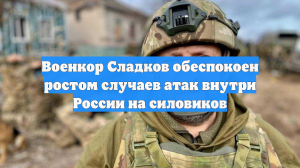 Военкор Сладков обеспокоен ростом случаев атак внутри России на силовиков