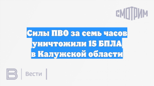 Силы ПВО за семь часов уничтожили 15 БПЛА в Калужской области