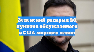 Зеленский раскрыл 20 пунктов обсуждаемого с США мирного плана