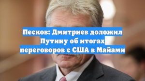 Песков: Дмитриев уже доложил Путину об итогах визита в Майами