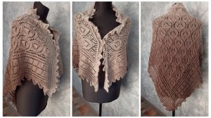 Ажурная косынка спицами " Каменный цветок "⚡Часть 1