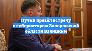 Путин провёл встречу с губернатором Запорожской области Балицким