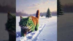 новый год олени вокруг сказочные котики бегут по снегу