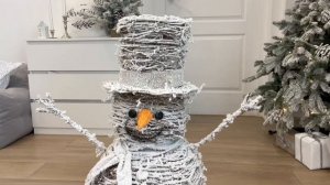 Светящаяся фигура ЗАСНЕЖЕННЫЙ СНЕГОВИЧОК ИЗ РОТАНГА, 50 теплых белых LED-огней, 70 см, TR-71185-1