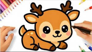 КАК НАРИСОВАТЬ МИЛОГО ОЛЕНЯ 🦌