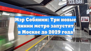 Мэр Собянин: Три новые линии метро запустят в Москве до 2029 года