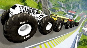 МУЛЬТИКИ ПРО МАШИНКИ Эпические прыжки и столкновения на скоростном монстр-траке Beamng Drive #105