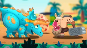 DINO BASH Динозавры Атака Троглодитов #2 веселые видео игры про динозавров. Dinosaurs.