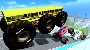 МУЛЬТИКИ ПРО МАШИНКИ Эпические прыжки и столкновения на скоростном монстр-траке Beamng Drive #101