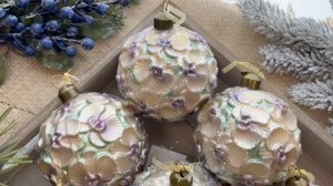 Набор ёлочных шаров ЗИМНИЙ САД, стекло, золотисто-лиловый, 8 см, 9 шт., 13974-набор