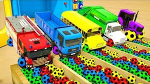 Колеса на автобусе | Машинки учат цвета с помощью футбольных мячей | Детские стишки