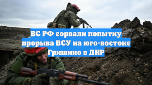 ВС РФ сорвали попытку прорыва ВСУ на юго-востоке Гришино в ДНР