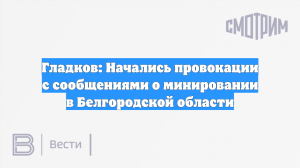 Гладков: Начались провокации с сообщениями о минировании в Белгородской области