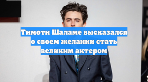 Тимоти Шаламе высказался о своем желании стать великим актером