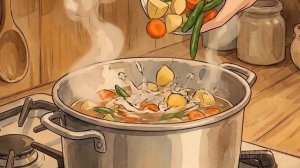 Тихий вечер дома за приготовлением супа | Уютный короткометражный аниме-фильм
