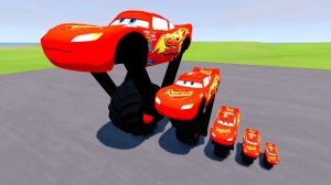 Большая и маленькая молния Маккуин на одном колесе против паровозика Томаса | BeamNG.Drive