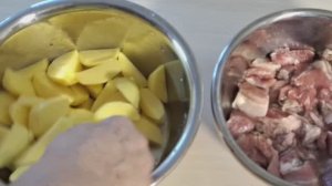 Картошка с мясом в аэрогриле.