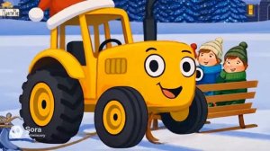 ЖЕЛТЫЙ ТРАКТОР ДЛЯ МАЛЕНЬКИХ ДЕТЕЙ. ДЕТСКАЯ НОВОГОДНЯЯ ПЕСЕНКА ДЛЯ МАЛЫШЕЙ.