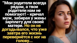 ИСТОРИИ ИЗ ЖИЗНИ/Мои родители всегда рядом, а твои родители нам не помогают! – кричал муж, забирая у