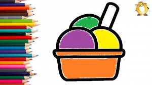 Мультик - раскраска для детей МОРОЖЕНОЕ. Учимся как рисовать МОРОЖЕНОЕ с детьми // ОБУЧАШКА ТВ