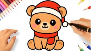 КАК ПРОСТО НАРИСОВАТЬ ПЛЮШЕВОГО НОВОГОДНЕГО МИШКУ 🧸🎅