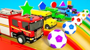 Видео для детей - Экскаватор помогает машине выехать из гаража и поменять цвет! Мультики про машинки